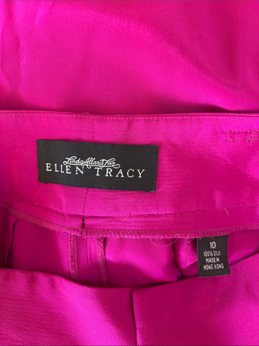 Ellen Tracy Silk Fuchsia Wide Leg Pants - Picture 5 of 7